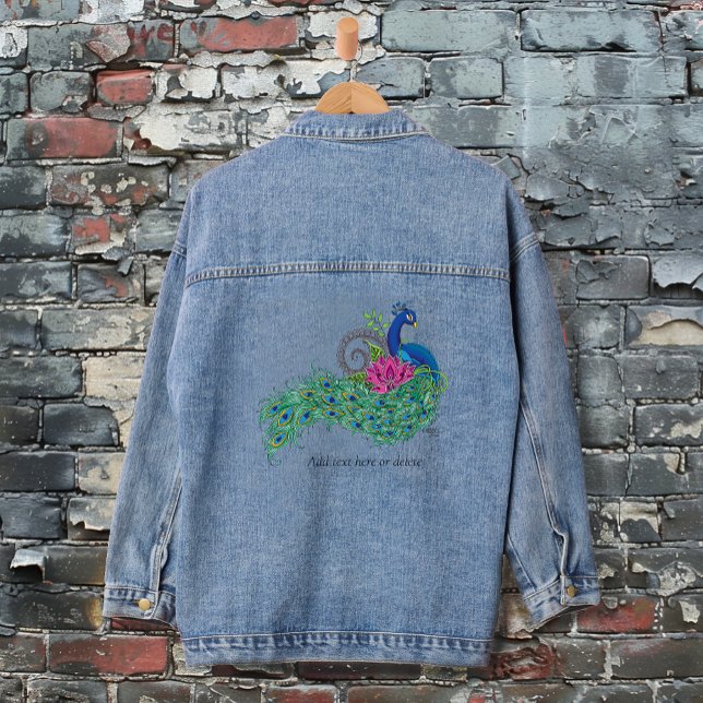 Chaqueta Vaquera Henna de flor de Lotus azul Peacock (Subido por el creador)