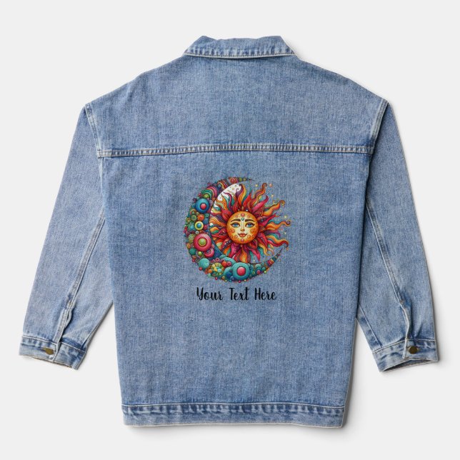 Chaqueta Vaquera Hermosa Astrología con la Luna y el Sol (Reverso )