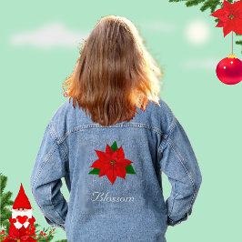 Chaqueta Vaquera Hermosa Flor de Poinsettia en Flor
