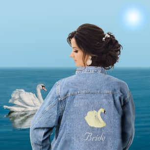 Chaqueta Vaquera Hermosa Novia Cisne Blanco