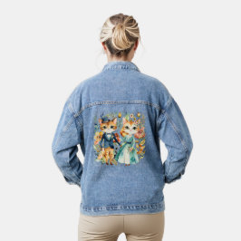 Chaqueta Vaquera hermosa pareja de gatos boda acuarela