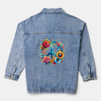 Chaqueta Vaquera Hermosa señal de paz de flores