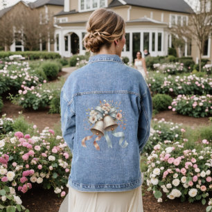 Chaqueta Vaquera Hermosas flores de casamiento de las campanas rosa
