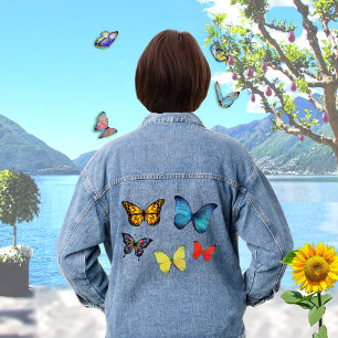 Chaqueta Vaquera Hermosas Mariposas Multicolores en