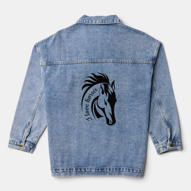 Chaqueta Vaquera Hermoso diseño de caballos Denim Jacket (Reverso )