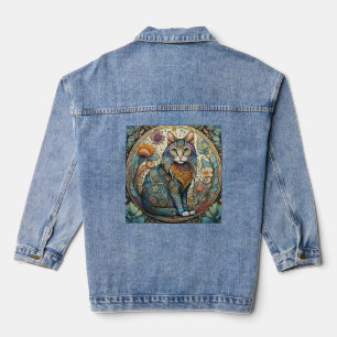 Chaqueta Vaquera Hermoso Ilustracion Ornato De Un Gato