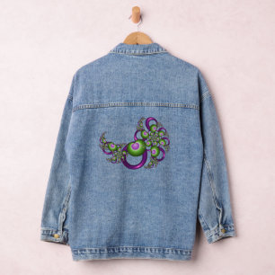 Chaqueta Vaquera Hermosos Corazones Verdes Rosados Modernos Abstrac