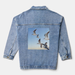 Chaqueta Vaquera Hermosos pájaros femeninos volando a alta imagen d