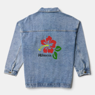 Chaqueta Vaquera Hibiscus Flowers Design Denim Jacket