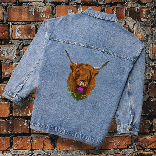 Chaqueta Vaquera Highland Scottish Cow Purple Celtic Knot Work