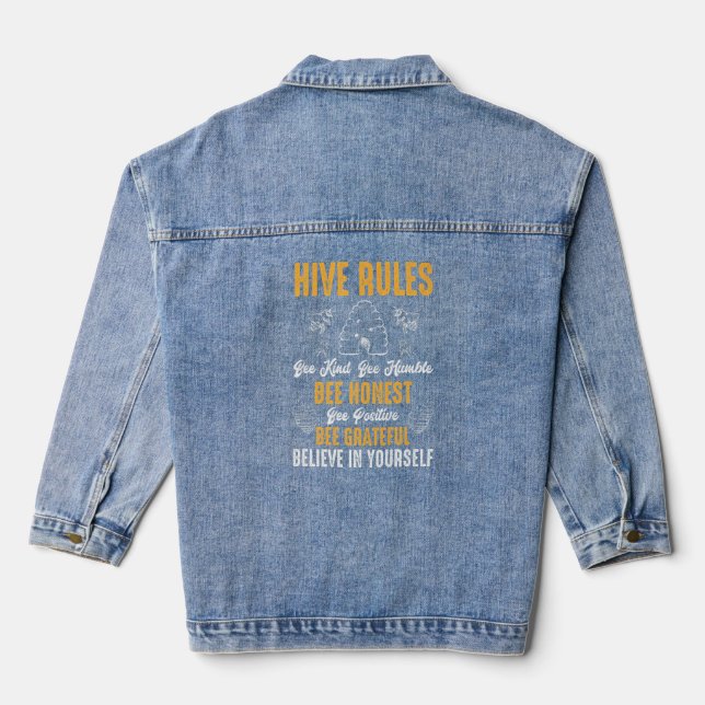 Chaqueta Vaquera Hive Rules Bee Kind Bee Humble Bee Pun (Reverso )