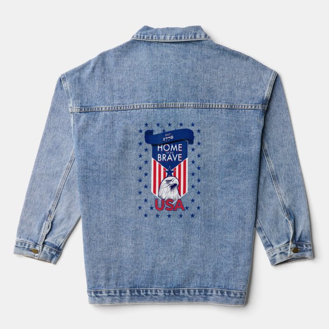 Chaqueta Vaquera Hogar De Águila Americana De Los Valientes (Reverso )