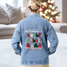 Chaqueta Vaquera Holly Jolly Mama Navidades de texto Denim Jacket