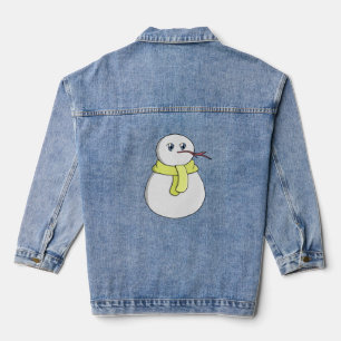Chaqueta Vaquera Hombre de nieve usando una bufanda amarilla