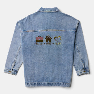 Chaqueta Vaquera Hustle, Hogar, Corazón: Diseño Motivacional De Hoo