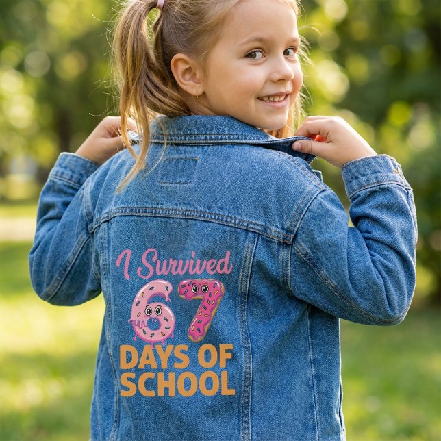 Chaqueta Vaquera I Survived 67 Days of School Donut Funny Kids (Subido por el creador)