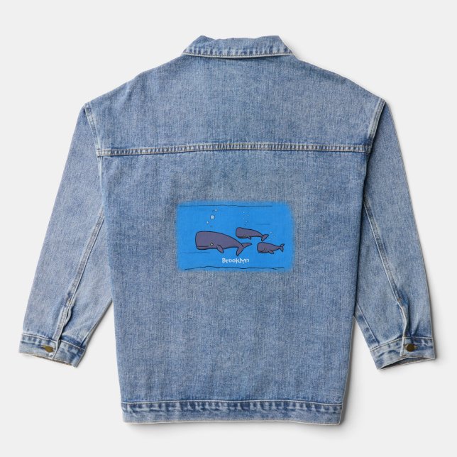 Chaqueta Vaquera Ilustracion de ballenas personalizados migratorias (Reverso )