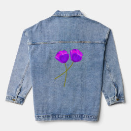 Chaqueta Vaquera Ilustracion de dos flores moradas de amapola