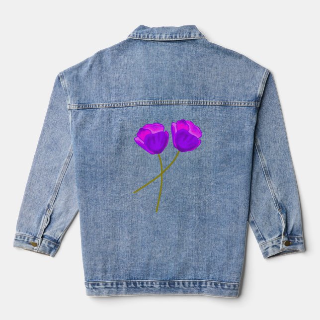 Chaqueta Vaquera Ilustracion de dos flores moradas de amapola (Reverso )