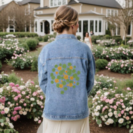 Chaqueta Vaquera Ilustración de Flor de Nasturcia Vintage Naturalez