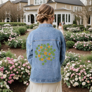 Chaqueta Vaquera Ilustración de Flor de Nasturcia Vintage Naturalez