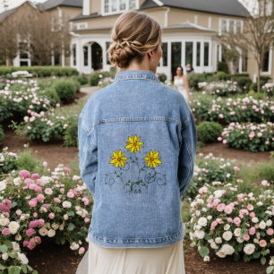 Chaqueta Vaquera Ilustración de flores amarillas lindas