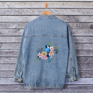 Chaqueta Vaquera Ilustración de flores de primavera del pájaro arre