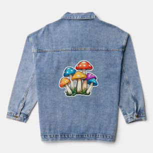 Chaqueta Vaquera Ilustracion de hongos transparente y transparente