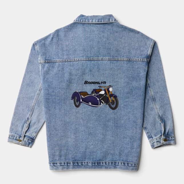 Chaqueta Vaquera Ilustracion de motocicleta púrpura de Sidecar (Reverso )