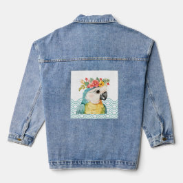 Chaqueta Vaquera Ilustracion de patrón de onda de loro floral paste