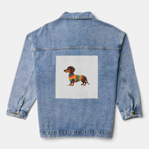 Chaqueta Vaquera Ilustración de perro largo dachshund lindo con sué