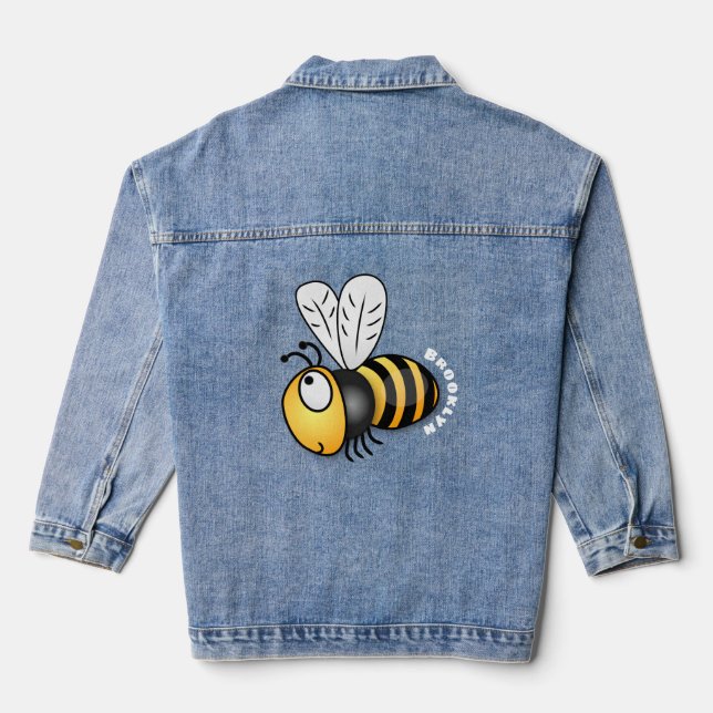 Chaqueta Vaquera Ilustracion de personalizado de abejas alegres (Reverso )