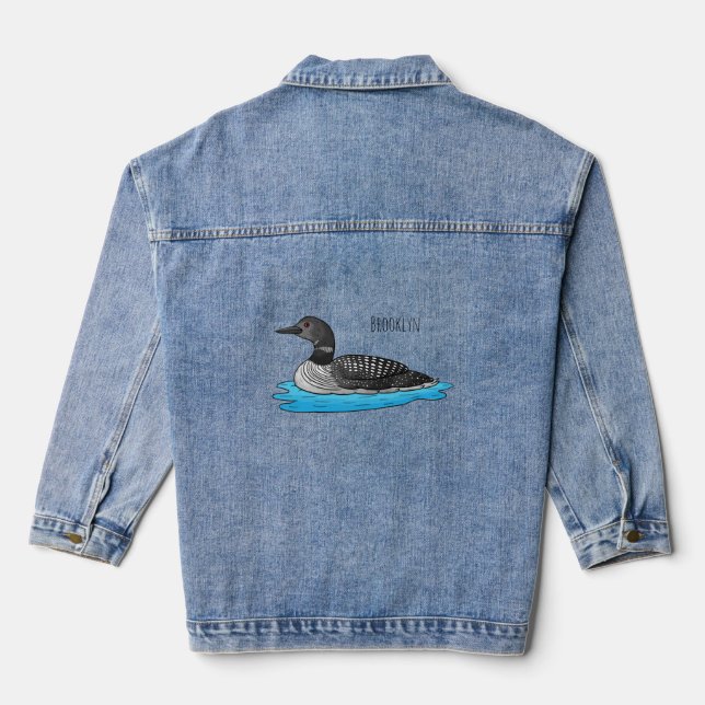 Chaqueta Vaquera Ilustracion de personalizado de aves de Loon (Reverso )