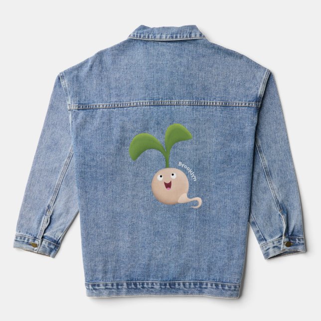 Chaqueta Vaquera Ilustracion de personalizado de brote de semillas  (Reverso )