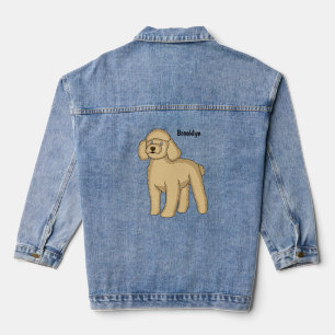 Chaqueta Vaquera Ilustracion de personalizado de caniche marrón fel