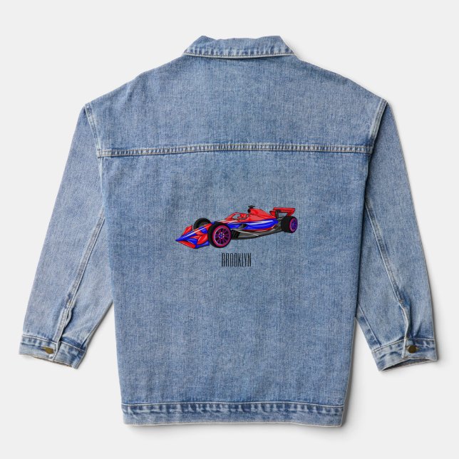 Chaqueta Vaquera Ilustracion de personalizado de coches de carreras (Reverso )
