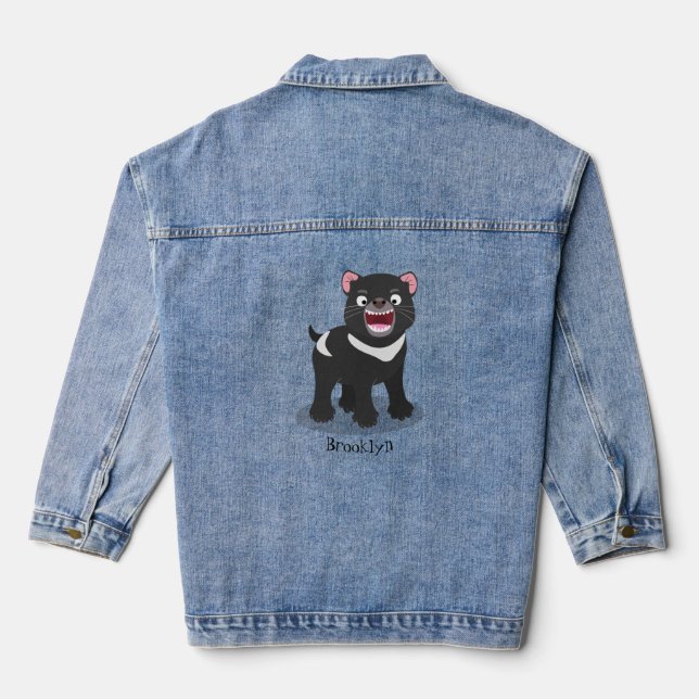 Chaqueta Vaquera Ilustracion de personalizado de demonio de Tasmani (Reverso )
