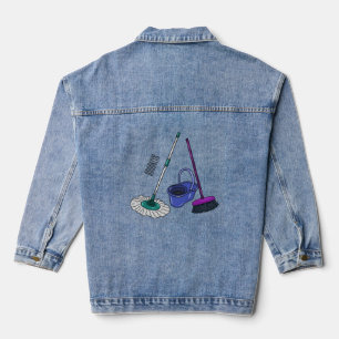 Chaqueta Vaquera Ilustracion de personalizado de escobas y mopas