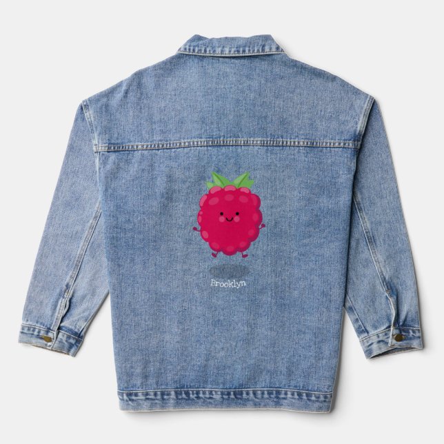 Chaqueta Vaquera Ilustracion de personalizado de frambuesa alegre (Reverso )