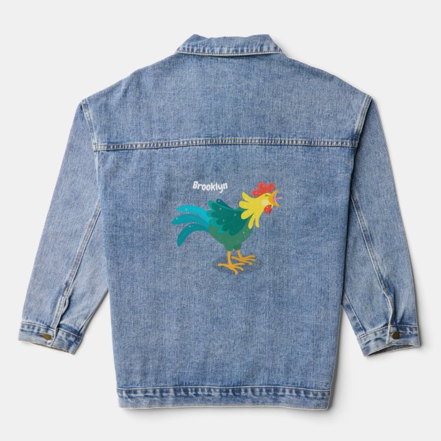 Chaqueta Vaquera Ilustracion de personalizado de gallo de entrego g (Reverso )