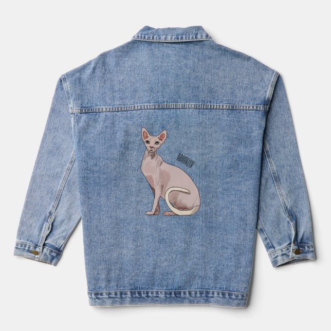 Chaqueta Vaquera Ilustracion de personalizado de gatos Sfinx (Reverso )