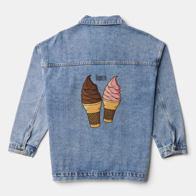 Chaqueta Vaquera Ilustracion de personalizado de helado de cono (Reverso )