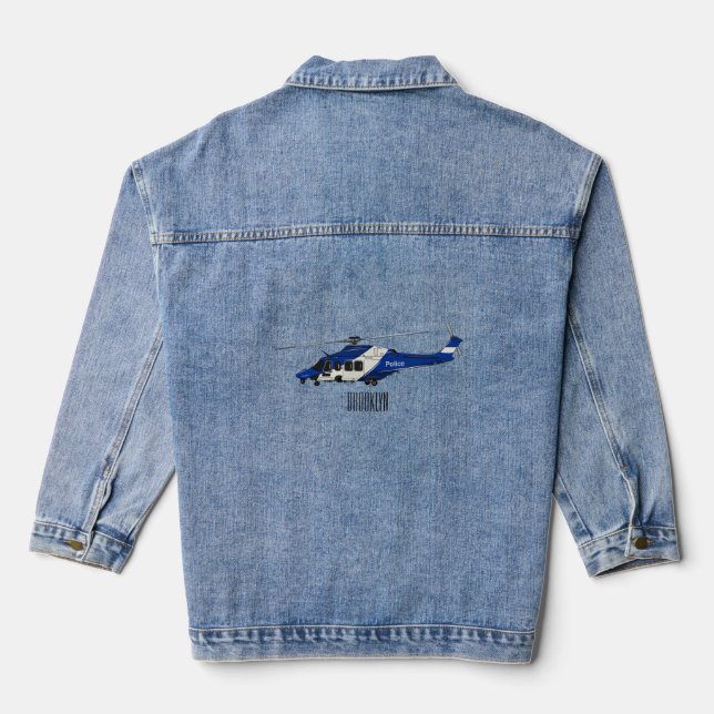 Chaqueta Vaquera Ilustracion de personalizado de helicópteros de la (Reverso )