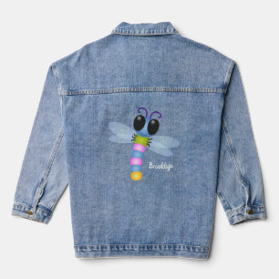 Chaqueta Vaquera Ilustracion de personalizado de libélula azul y ro