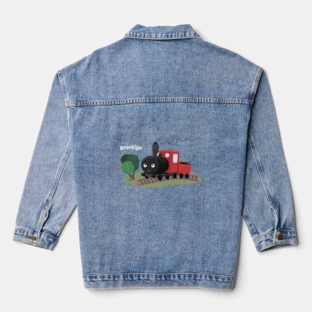 Chaqueta Vaquera Ilustracion de personalizado de locomotora de trac (Reverso )