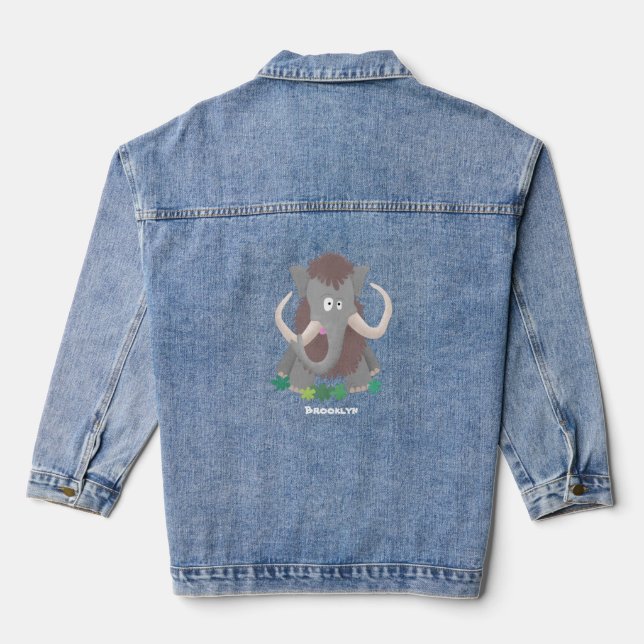 Chaqueta Vaquera Ilustracion de personalizado de mamut bobo gracios (Reverso )