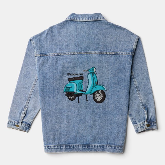 Chaqueta Vaquera Ilustracion de personalizado de motocicletas con c (Reverso )