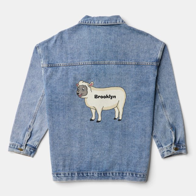 Chaqueta Vaquera Ilustracion de personalizado de ovejas alegres (Reverso )