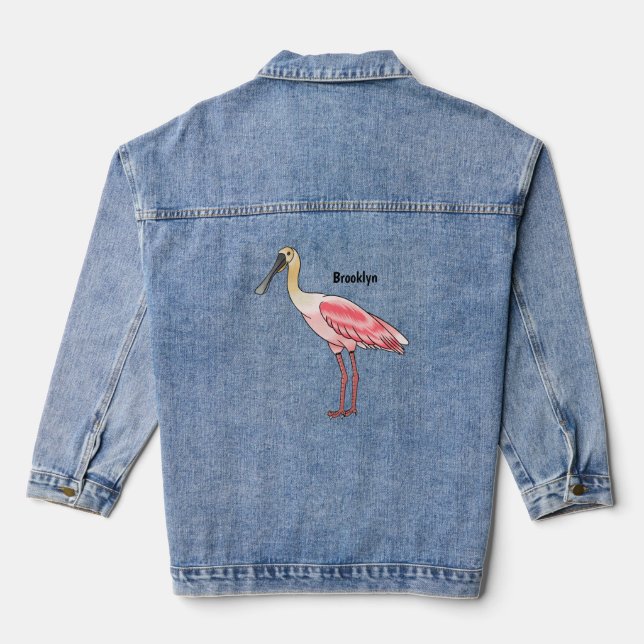 Chaqueta Vaquera Ilustracion de personalizado de pájaro cucharón de (Reverso )