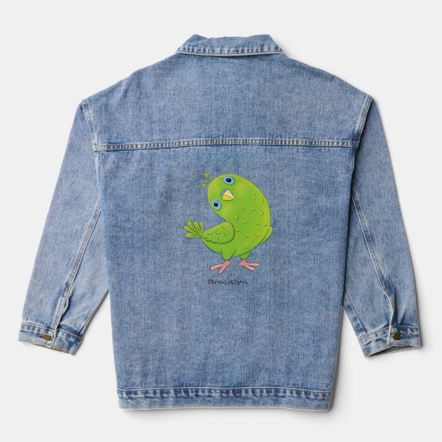 Chaqueta Vaquera Ilustracion de personalizado de paracaídas verde l (Reverso )